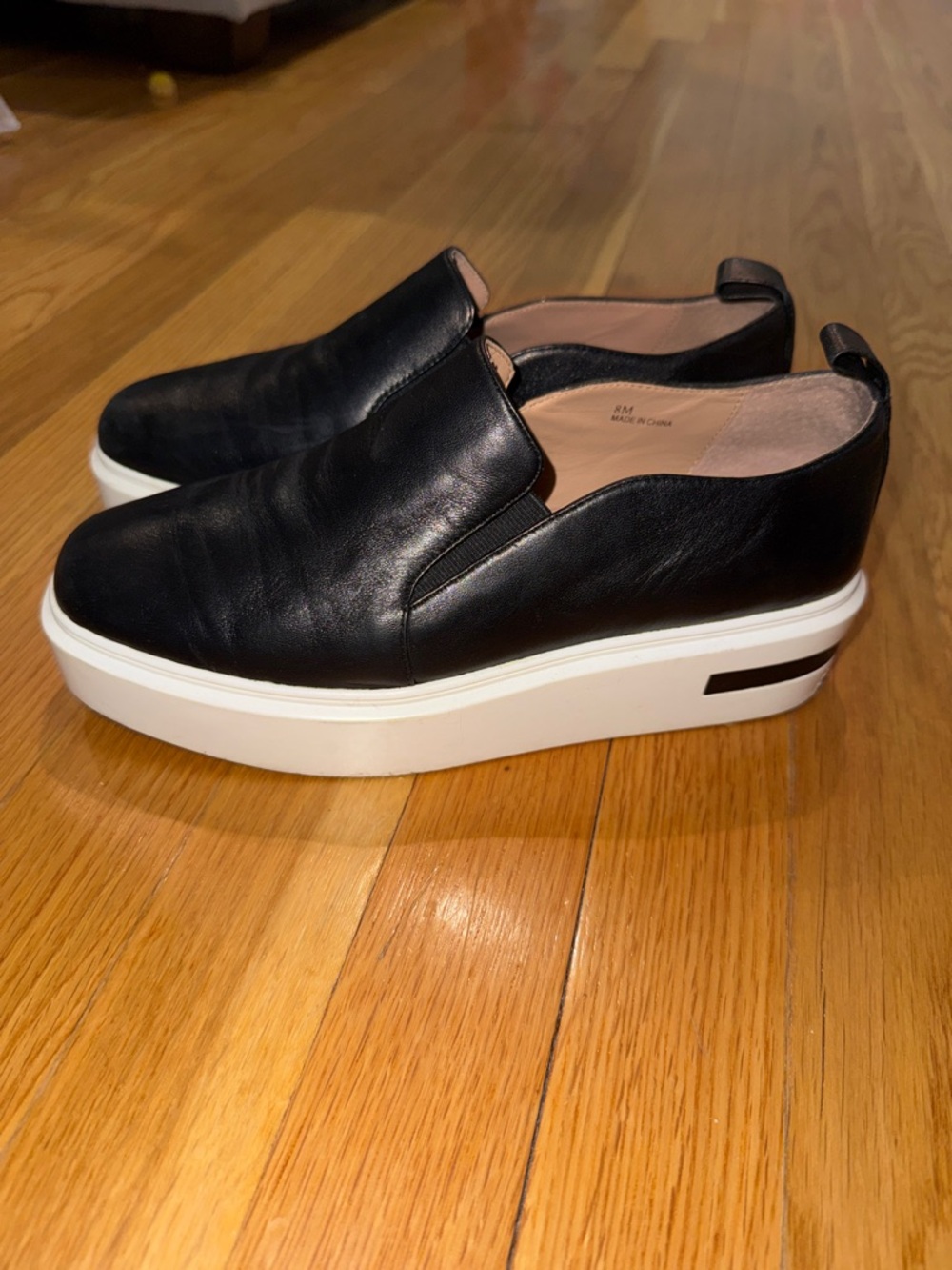 Paolo Black Leather Slip-On Sneakers with White Platform